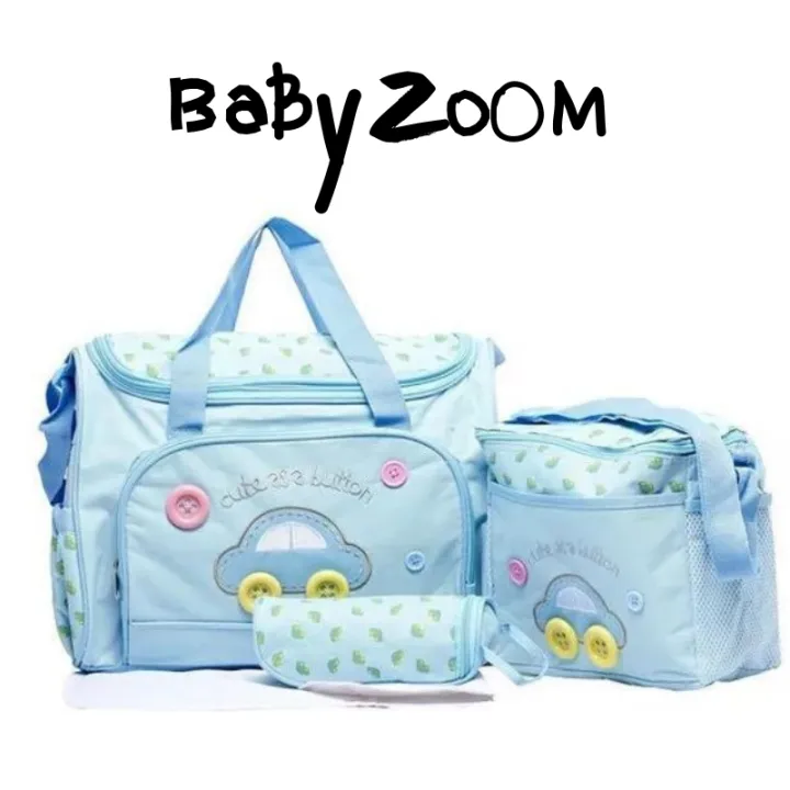 BABYZOOM】Cartoon Car Mommy Bag 4-in-1 Multi-function Baby Diaper Tote  Handbag Set | Lazada PH