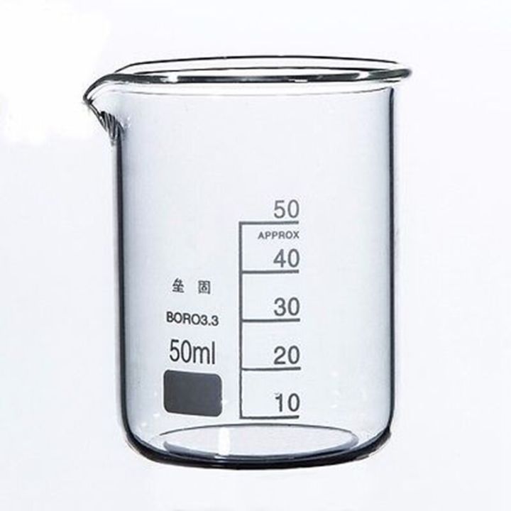 Yingke บีกเกอร์50มล.,บีกเกอร์แก้วโปร่งใสบอโรซิลิเกตหนาขึ้นสำหรับห้องปฏิบัติการทางเคมี