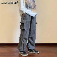 MAYCHEER กางเกงคาร์โก้ผู้ชาย,ไฮสตรีทอินส์หลวมกางเกงขาตรงแอธเลชเชอร์กางเกงต่อสู้