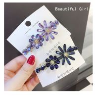 [COD] Top clip hair female one word horizontal spring simple fresh diamond inlaid flower back head accessories