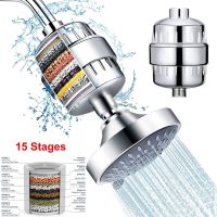 Caldwelllj 15 Stages Shower Water Filter Remove Chlorine Heavy Metals Filtered Showers Head Soften for Hard Bath Filtration Purifier