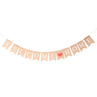 Welcome Home Banner Burlap Sign Party Buntings for Welcome Party Great for Baby Shower, Wedding Home Party Decor