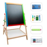 Kid Wooden Art Easel Dual Sided Height Adjust Painting Blackboard for Toddlers Kid’s Wooden Art Easel