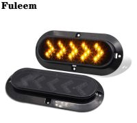 Fuleem 2PCS 6 Inch Arrow Smoked Lens Amber 25LED Sealed Oval Side Marker Indicator Turn Signal Lights Surface Mount 12V