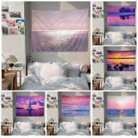 Pink Purple Sea Ocean Hippie Wall Hanging Tapestries For Living Room Home Dorm Decor Decor Blanket Knitting  Crochet