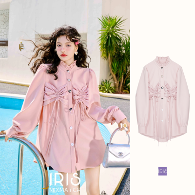 【พร้อมส่ง】「สินค้าลิขสิทธิ์แท้」IRIS BOUTIQUE ID237936 pink dream shirt dress เดรส เสื้อผ้าแฟชั่น