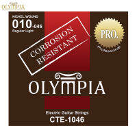 Olympia® CTE-1046 สายกีตาร์ไฟฟ้า เบอร์ 10 แบบ Nickel Wound แบบเคลือบ ซีรี่ย์ PRO ของแท้ 100% (Regular Light, 0.010 - 0.046)