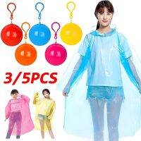 5/1Pcs Disposable Raincoat Portable Rain Coats with Keychain Ball Easy Travel Carry Waterproof Rainsuit for Traveling Emergency