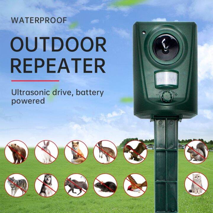 Solar Ultrasonic Animal Repeller PIR Sensor Repellent Outdoor Garden