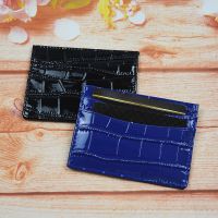 【LZ】 Crocodile Grain Patent Genuine Leather Card Holder Fashion Glossy Bank Credit Card ID Holder Slim Card Case