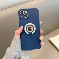 Wholesale With Logo Hole Silicone Soft Shockproof Phone Case With Ring Stand Holder For iPhone 15  14 13 12 11 Pro Max XS XR X 8 7 Plus + SE 2020 Clashing Color Phone Casing Fashion Phone Cover With Full Cover Lens Camera Protection Top Seller