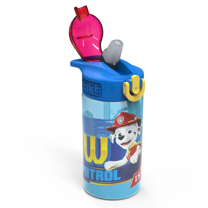 กระติกน้ำเด็ก-zak-designs-16-oz-blue-yellow-and-red-plastic-water-bottle-with-straw-and-wide-mouth-lid