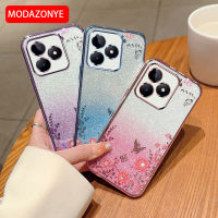 สำหรับ Realme C51เคสโทรศัพท์กลิตเตอร์ดอกไม้ Bling นิ่มรูปผีเสื้อป้องกัน Realme เคสสำหรับ Realme หลังสำหรับเด็กผู้หญิงเคส C51