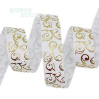 【hot】！ (10 yards/lot) 25mm gold foil Hot stamping grosgrain ribbon gift wedding ribbons roll wholesale