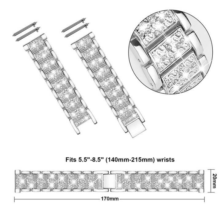 20mm-22mm-สายเพชรสำหรับsamsung-galaxy-watch-6-5-5pro-4-active-2-40mm-44mm-galaxy-watch-6-4-classic-46mm-42mm-43mm-47m-mสร้อยข้อมือโลหะhuawei-gt-2-gt2-3-proสายคล้อง