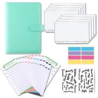 A6 Notebook Budget Binder with PU Leather Cover, 8 Plastic Binder Pockets and 24 Expense Budget Sheets
