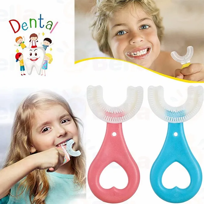 U shape toothbrush for kids Toddler Baby 212 Years Old Children's Silicone Toothbrush 360