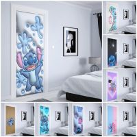 ◇۞ Disney บทคัดย่อ Anime Lilo Stitch Stitch บ้านเด็กตกแต่งห้องสติกเกอร์ประตู Nordic Wall art ตกแต่งประตูสติกเกอร์ติดผนัง