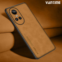 Vantime สำหรับ OPPO Reno10 Pro+ Plus 5G เคสหนัง PU ฝาครอบเลนส์ Matte Slim Back เคสกันกระแทก