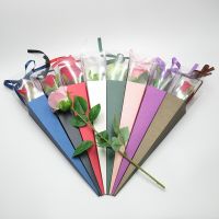 20pcs/lots Single Bouquet Packing Boxes Cone Shaped Rose Flower Box Wrapping Paper Bags Valentines Day Gifts Mothers Day Decor Gift Wrapping  Bags