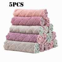 5PCS Microfiber Towel Absorbent Kitchen Cleaning Cloths Non-stick Oil Dish Towel Rags Napkins Tableware Household Cleaning Towel