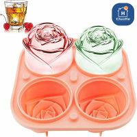 3D Rose Ice Molds 2.5 Inch, Large Ice Cube Trays, Make 4 Giant Cute Flower Shape Ice, Silicone Rubber Fun Big Ice Ball Maker