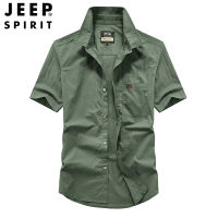 เสื้อแขนสั้นทรงโอเวอร์ไซส์สำหรับเสื้อเชิ้ตผู้ชาย JEEP ผ้าฝ้ายบริสุทธิ์ใหม่เสื้อเสื้อบางแขนสั้น