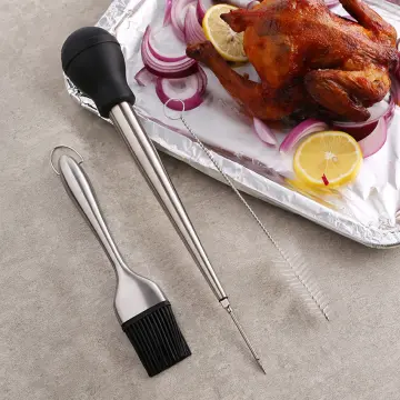 Turkey Baster BBQ Syringe for Cooking Meat, Stainless Steel BBQ