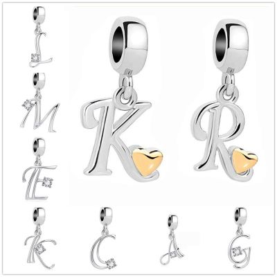 Classic Charm Letter A-Z Crystal Pandora Bead Fit Pandora charms Silver Plated Original Bracelets &amp; Necklaces DIY Women Jewelry Headbands