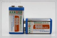 lffa33 2 PCS/lot ETINESAN 9v SUPER BIG 900mAh li-ion lithium Rechargeable 9Volt Battery Manufacturers warranty