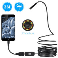 OWSOO 6 LEDs Borescope 5.5MM USB Endoscope 3M Cable Probe Waterproof Inspection Borescope USB Snake Tube Camera OTG Compatible