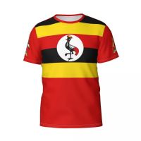 หมายเลขชื่อที่กำหนดเอง Uganda Flag Badge เสื้อยืด 3D เสื้อยืดสำหรับผู้ชาย เสื้อทีมผู้หญิง เสื้อผ้าทีมฟุตบอล ของขวัญเสื้อยืด