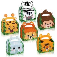 12Pcs/lot Jungle animal candy box zebra Elephant giraffe gift box Tiger/monkey Portable biscuit box for birthday Party favors Gift Wrapping  Bags
