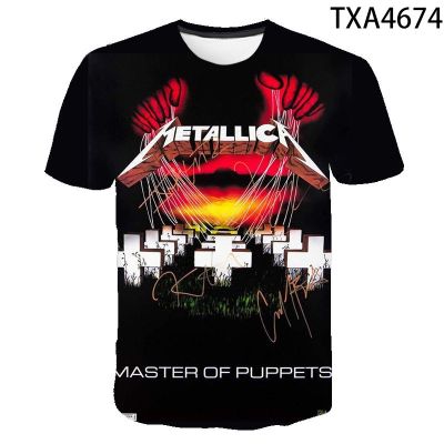 3D printed Metallica illustration, summer mens short sleeve top, round neck T-shirt, comfortable and breathable 9