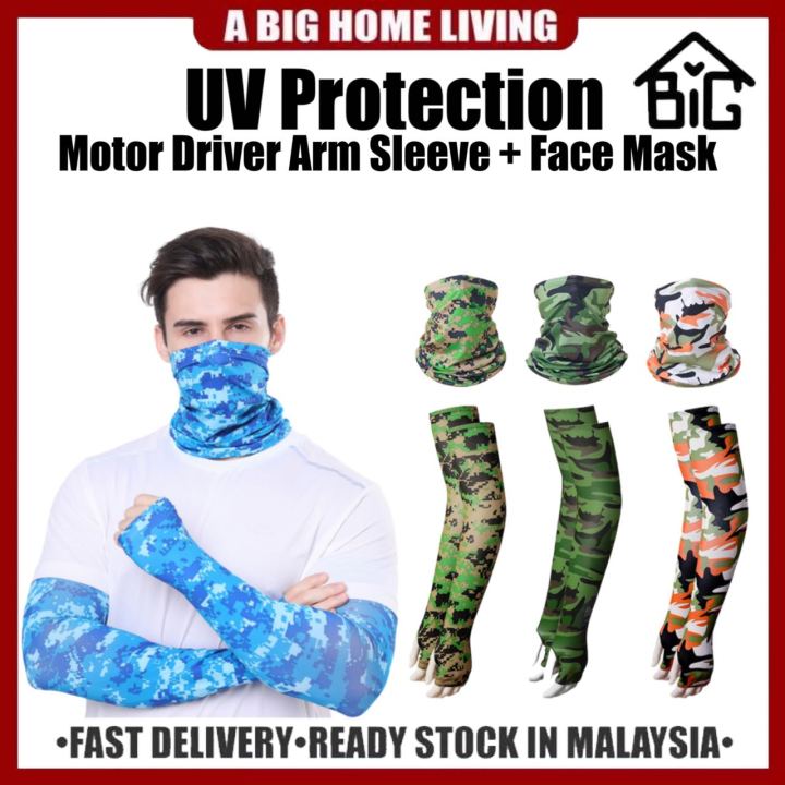 【ABIG】UV Protection Motor Driver Arm Sleeve + Face Mask Sarung Tangan ...