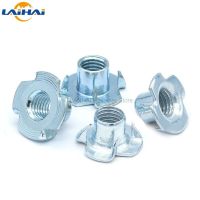 2/10/20pc M4 M5 M6 M8 M10 M12 Thickened Steel Four Claws Speaker Nut Blind Pronged Insert T-Nut for Wood Furniture Length=8-17mmAdhesives Tape