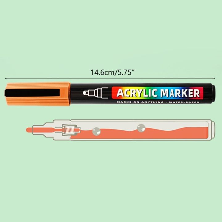 ปากกาสีอะครีลิค-e9lb-ปากกาสีอะครีลิค12สีสำหรับภาพวาดหิน-อัลบัมภาพ-การทำบัตร-การร่างภาพ-กระดาษระบายสี