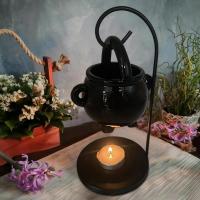 Hanging Cauldron Wax Burner Tealight Candle Holder Oil Burner Witches Witchcraft Home Yoga Room Meditation Decor Black Aroma