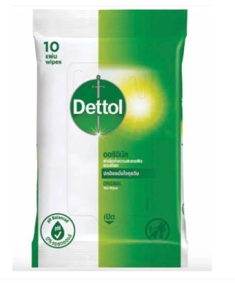 DETTOL TISSUE ANTIBACTIRIA เดทตอล ทิชชู่เปียกสูตรแอนตี้แบคทีเรีย ทิชชู่เปียกเช็ดผิว ผ้าเช็ดทำความสะอาด ทิชชูเช็ด 10 แผ่น