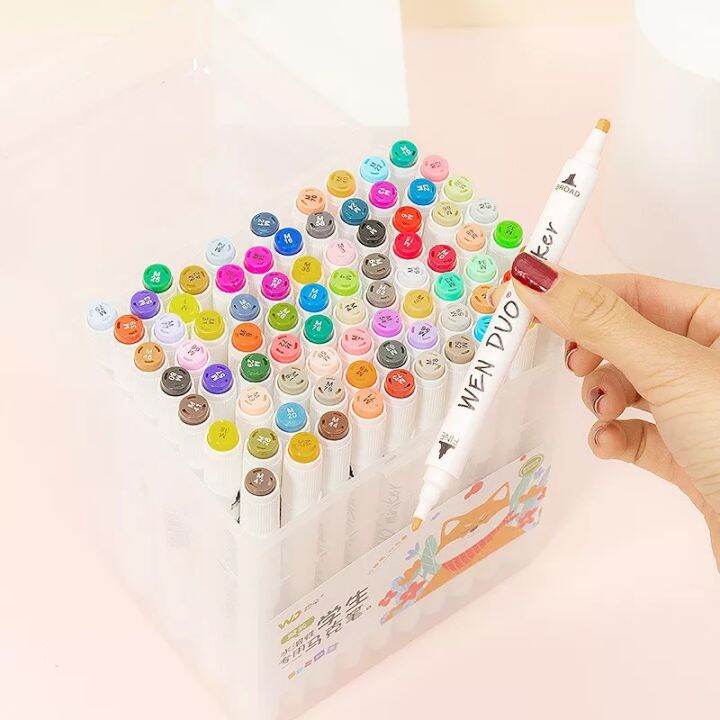 48 Color Dual Tip Pen Non-toxic Marker Set Sketch Markers Brush Pen ...