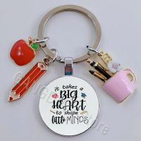 【DT】This is a big heart shaping little heart printing DIY handmade glass convex round keychain creative teacher gift hot