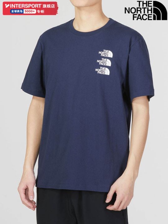 the-north-face-short-sleeved-mens-and-womens-clothing-2023-summer-new-sportswear-mens-casual-top-half-sleeved-navy-blue-t-shirt