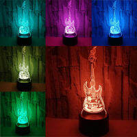 3D ภาพลวงตาไฟกลางคืน Led USB 7สีเครื่องดนตรีโคมไฟกลางคืนไวโอลินเชลโล่แซกโซโฟนฮอร์นเปียโนกีตาร์โคมไฟของขวัญเด็ก