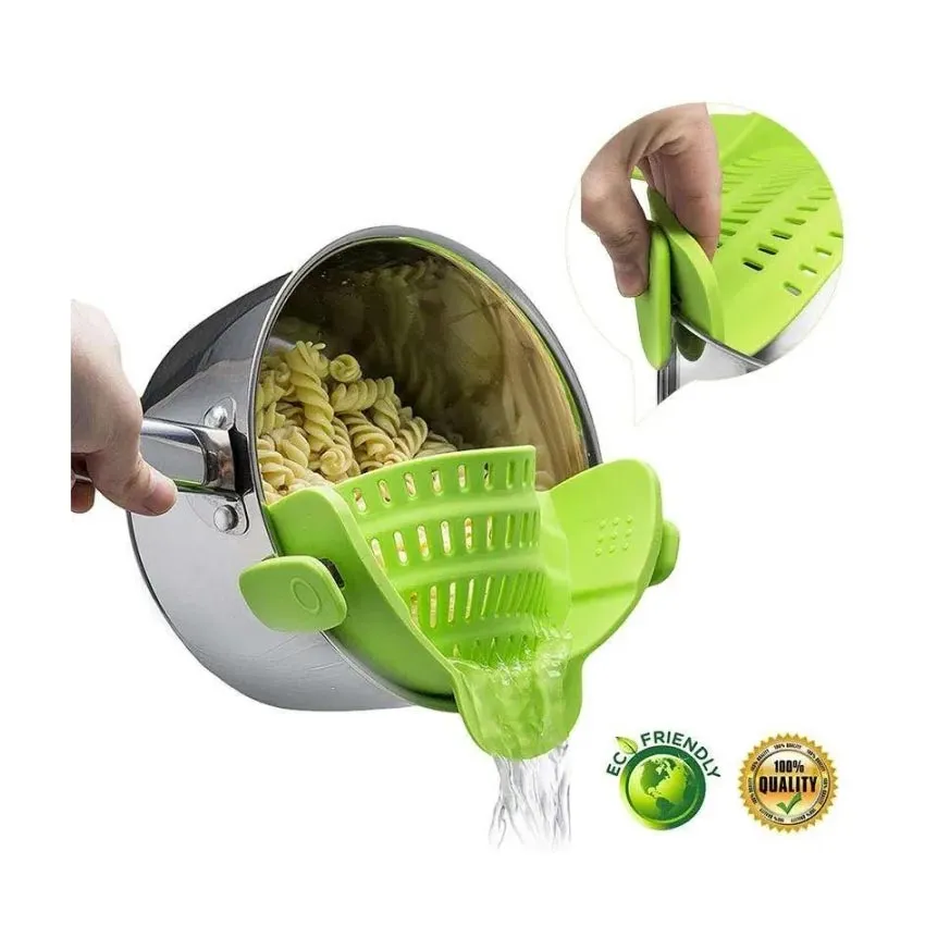 Silicone Clip on Pan Pot Strainer Universal Anti Spill Pasta Pot