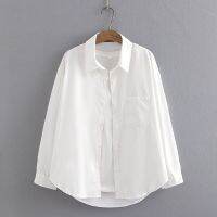 【มีไซส์ใหญ่】Plus Size Womens XL-4XL Solid Color Button Up Blouses Long Sleeved White Tops Ladies Office-wear Elegant Top