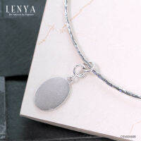 LenYa Jewelry ชาร์มแท็กแผ่นกลมรี  ตัวเรือนเงินแท้925 ชุบทองคำขาว