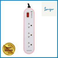 รางปลั๊กไฟ 3 ช่อง 1 สวิตช์ ELECKTA ET3146-3PK 3 เมตร สีชมพูPOWER STRIP ELECKTA ET3146-3PK 3-OUTLET 1-SWITCH 3M PINK **โปรโมชั่นสุดคุ้ม โค้งสุดท้าย**