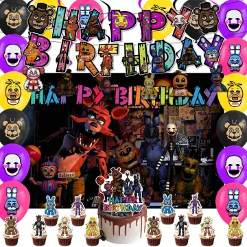 Five Nights At Freddy's Party Supplies Cartoon Game Freddy Bear Balloons  Happy Birthday Banner Party Decoration Cake Topper Toy