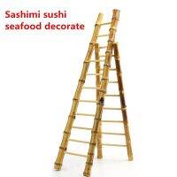 wood bamboo ladder sashimi sushi seafood plate japaness food dish tray decorate ornaments artistic chef used decoration tools