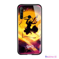 UCUCเคสมือถือ เคสโทรศัพท์ เคส Realme 6iกันกระแทกDemon Slayerเคสแข็งอะนิเมะกระจกเทมเปอร์เคสกันกระแทกฝาครอบ